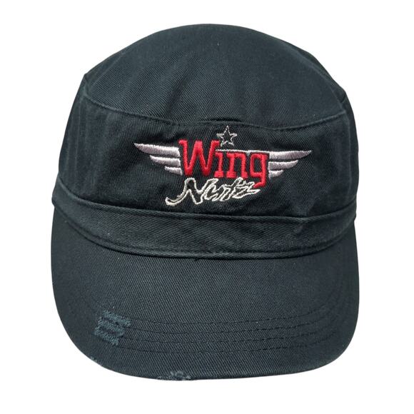 Wing Nutz Strapback Cadet Army Cap Hat Black One Size Embroidered - Picture 1 of 10